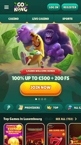 Página de inicio móvil de GoKong Casino