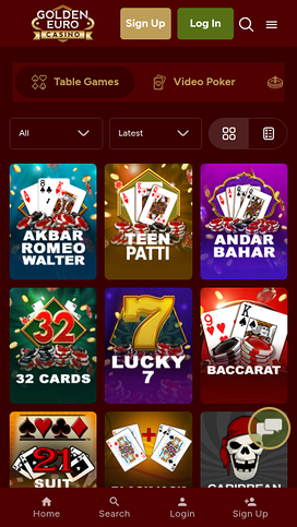 Golden Euro Casino Mobile Table Games