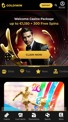 Página de inicio móvil del casino GoldiWin