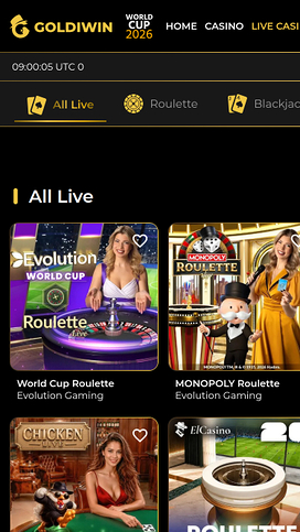 Casino móvil GoldiWin con crupier en vivo