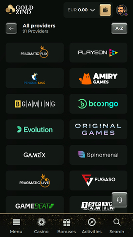 Goldzino Casino Game Developer Mobile