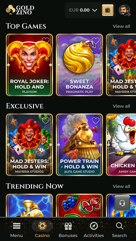 Goldzino Casino Games Mobile