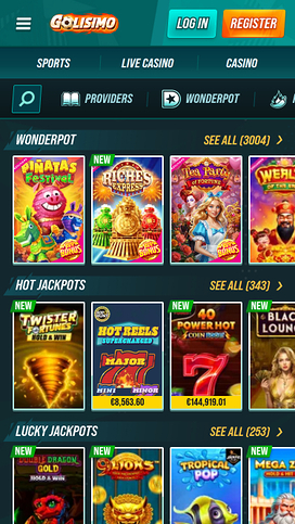 Jackpot móvil del casino Golisima