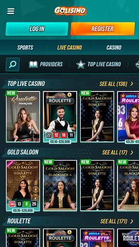 Casino móvil Golisima con crupier en vivo