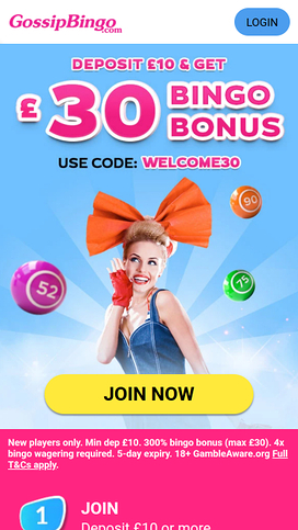 Gossip Bingo Casino Mobile Homepage