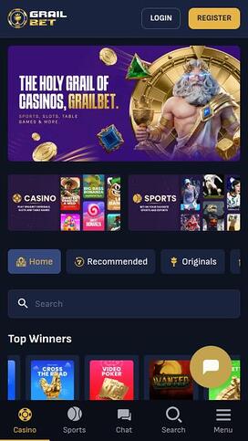 Página de inicio móvil del casino Grailbet