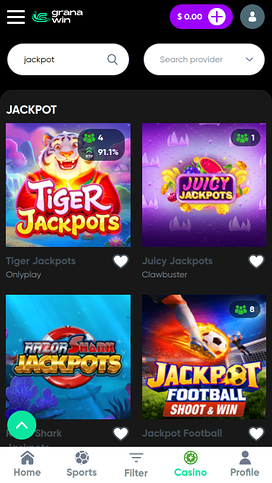 GranaWin Casino jackpot móvil
