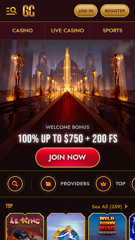 GrandClub Casino Mobile Homepage