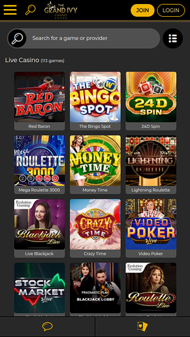 Grand Ivy Casino Mobile Live Dealer