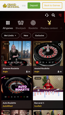 Grand Mondial Casino Mobile Live Dealer