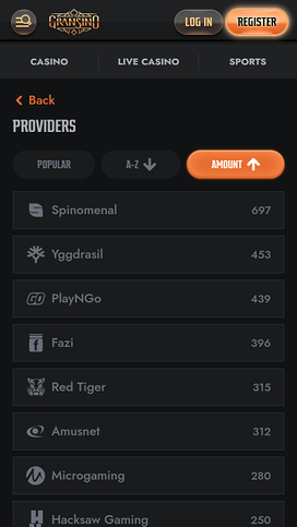Gransino Casino Mobile Game Developers