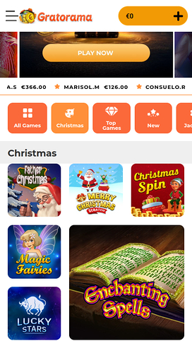 Gratorama Casino Mobile Christmas Games