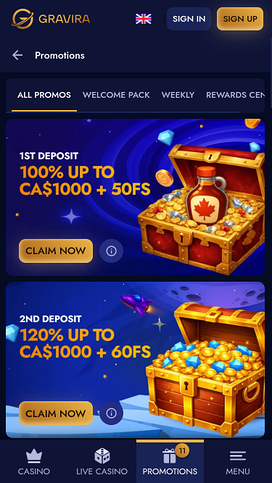 Gravira Casino Mobile Promotions