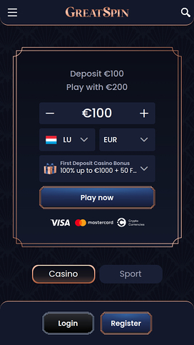 Greatspin Casino Mobile Homepage