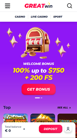Greatwin Casino Mobile Homepage