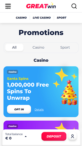 Greatwin Casino Mobile Promotions