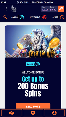 Griffon Casino Mobile Homepage
