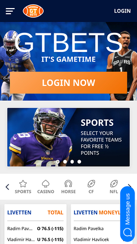 GTbets Casino Mobile Homepage