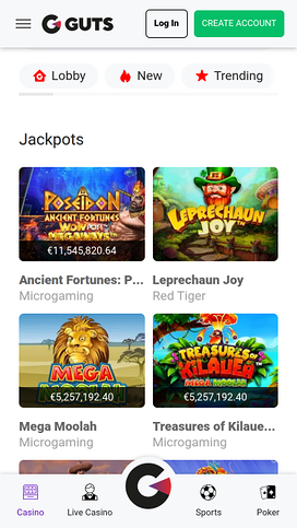 Guts Casino Mobile Jackpot