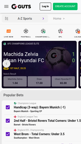 Guts Casino Mobile sports