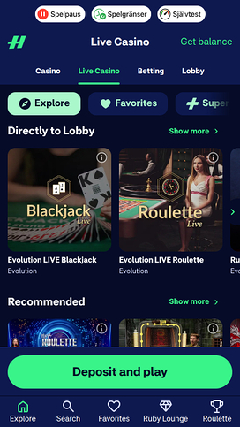 Hajper Casino Mobil live dealer