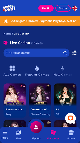 Happy Luke Casino Mobile Live dealer