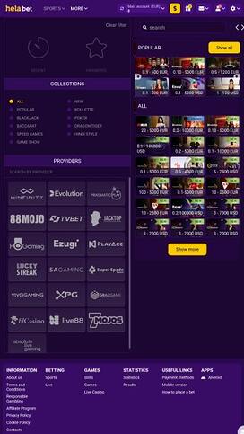 Helabet Casino Live Dealer Mobile