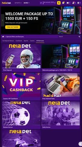 Helabet Casino Promotions Mobile