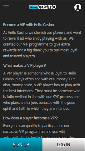 Hello Casino Mobile VIP Program