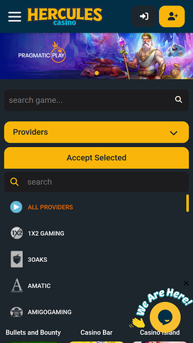 Captura de pantalla móvil de los desarrolladores del juego: Hercules Casino