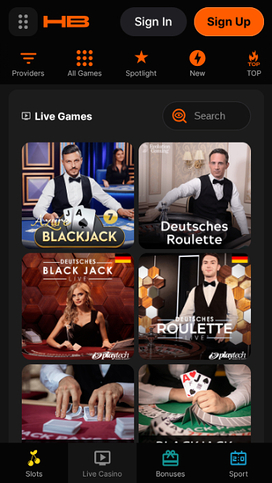 Live Dealers screenshot of Hertzbetz Casino for Mobile