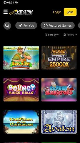 HeySpin Casino Games Mobile