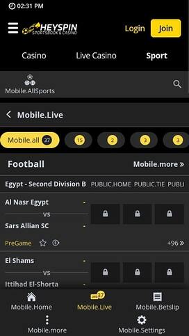 Jackpot HeySpin Sports Mobile