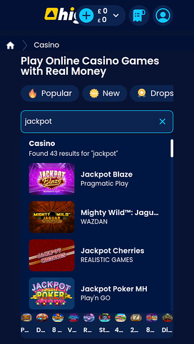 High Bet Casino Mobile Jackpot