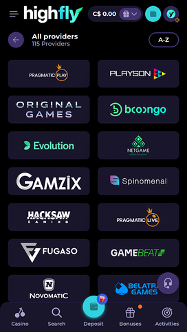 High Fly Bet Casino Mobile Game Developers