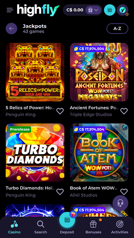 High Fly Bet Casino Mobile Jackpot