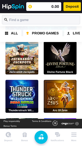 Hip Spin Casino Mobile Jackpot