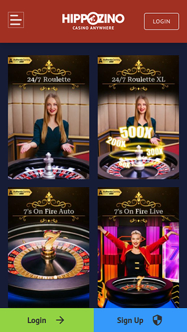 Hippozino Casino Mobile Live Dealer