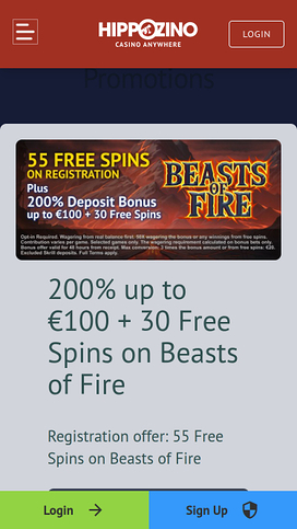 Hippozino Casino Mobile Promotions