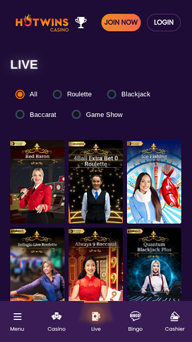 Hotwins Casino Mobile Live Dealer