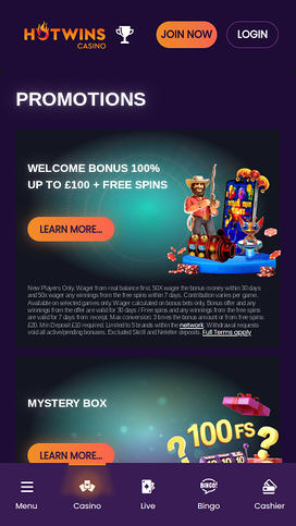 Hotwins Casino Mobile Promotions