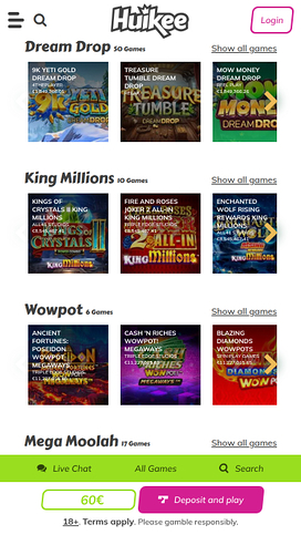 Huikee Casino Mobile Jackpot