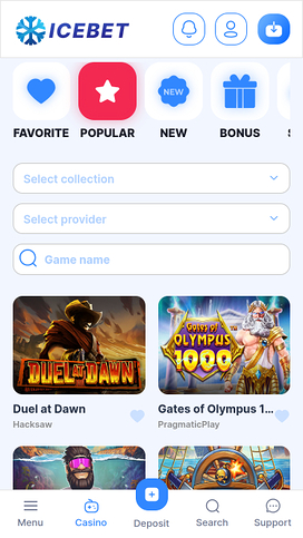 IceBet Casino Mobile Games
