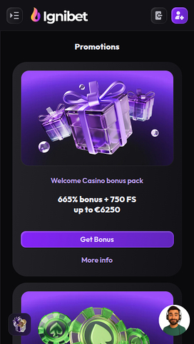 Promotions screenshot of Ignibet Casino for Mobile