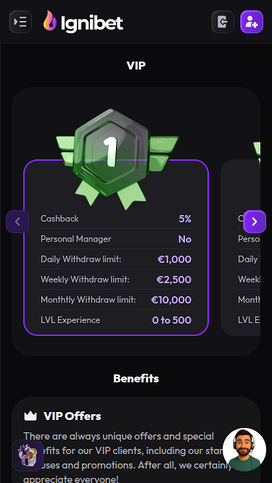 VIP screenshot of Ignibet Casino for Mobile
