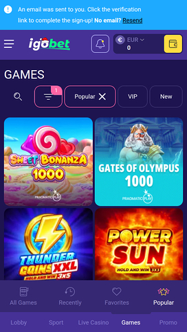 IgoBet Casino Games Mobile