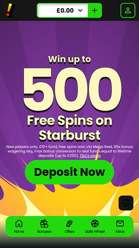 Incredible Spins Casino Mobile Homepage
