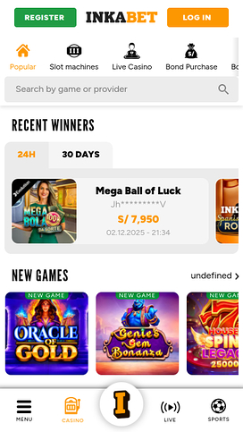 Inkabet Casino Mobile Games
