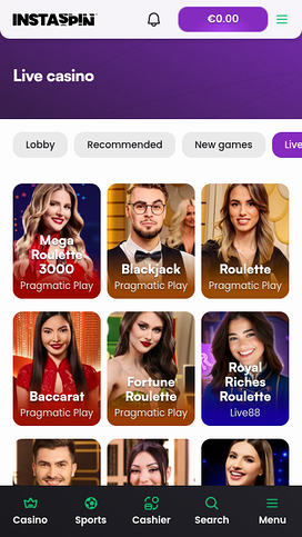Instaspin Casino Mobile Live dealer
