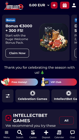 Intellectbet Casino Mobile Homepage